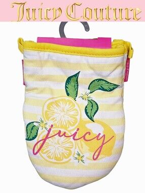 Juicy Couture Home Set Of 2 Script Logo Lemons Silicone Grip Mini Oven Mitts